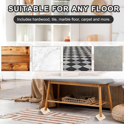 PATIKIL 1.5x1.5 Furniture Coasters, 12 Pcs Caster Cups Furniture Cups Rubber Non-Slip Square Feet Anti-Slip Stopper Pad Protector Sliding for Hardwood Floors Carpet Chair Table, Coffee