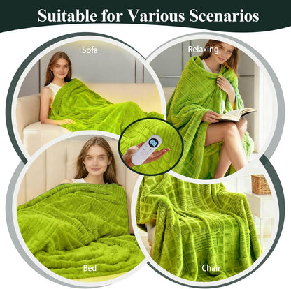 Heated Blanket Electric Throw, 50"X60" Heating Blanket Waffle with 12 Heat Levels, Fast Heating Blanket with 1-12H Timer, Overheat Protection with ETL & FCC for Bed Home Office Sofa (Light Gray）