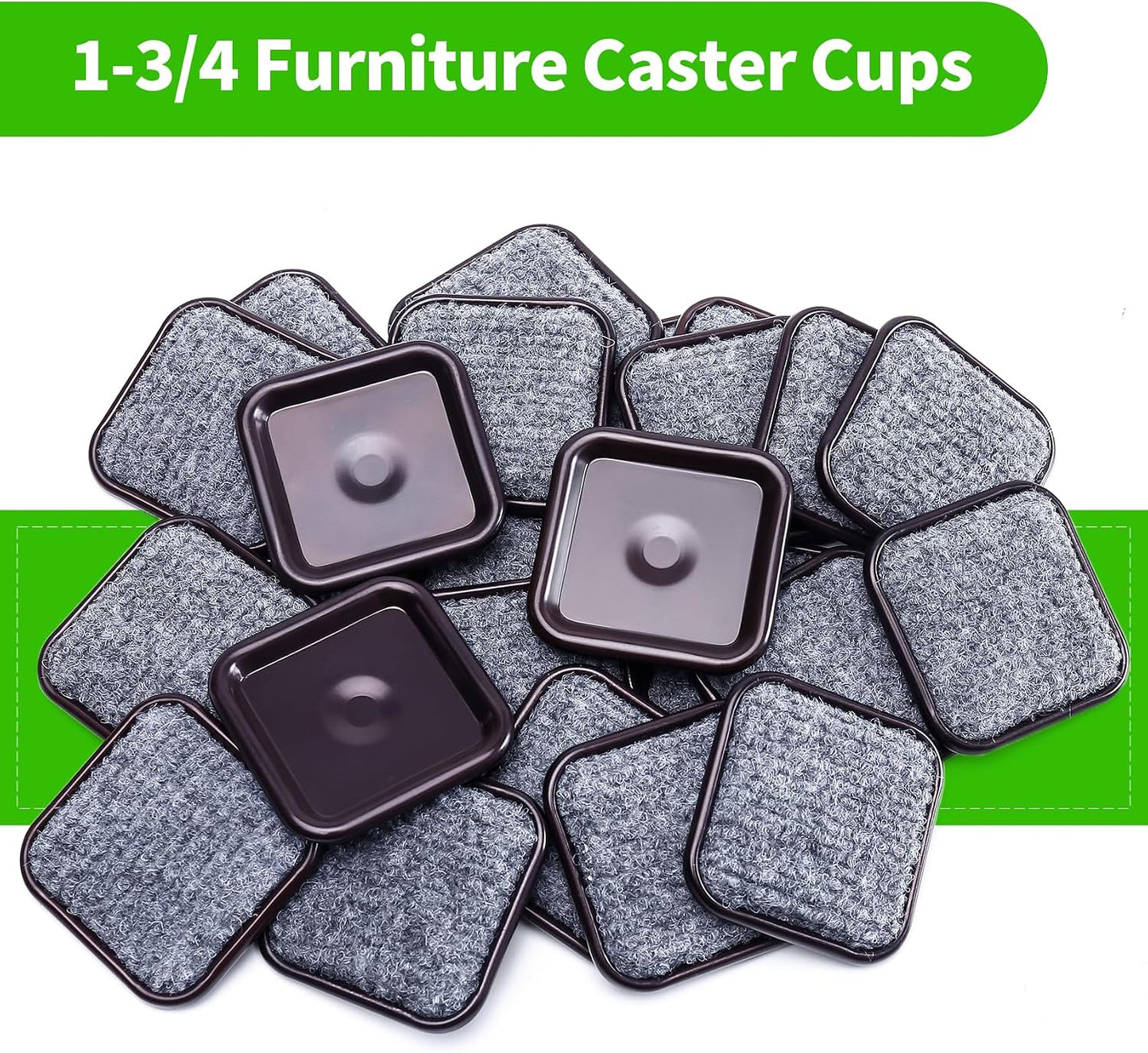 1 5/8" Round Carpet Bottom Furniture Caster Cups Furniture Coasters 24 Pack | Reusable Furniture Pads for Hardwood Floors, Carpet Sliders Floors Protectors to Tile or Laminate from Scratches, Brown/Gray