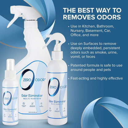 Zero Odor Multi-Purpose Odor Eliminator, Fabric & Room Deodorizer, 16 oz | Odor Eliminator Spray for Closet, Bathroom, Basement, Trash & Upholstery, Air and Surface use