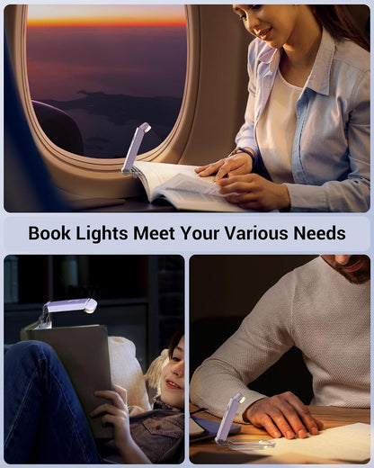 DEWENWILS USB Rechargeable Book Reading Light, 3000K Warm White, Brightness Adjustable Clip on LED Bookmark Lamp at Night in Bed, Portable Booklight for Bookworms, Kids