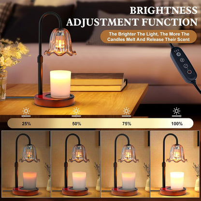 Candle Warmer Lamp Electric Timer: Dimmable Candles Warming Lamps - Height Adjustable Burner Jar - No Flame Scented Melts Wax - All Candle Jars Home Decor Table Light