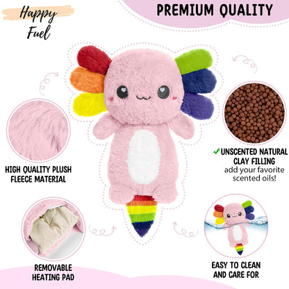 Axolotl Unscented 2Lbs Heating Pad for Neck Shoulders and Back Wrap Microwavable, Heatable 22.5" Cute Warm Stuffed Animals Neck Warmer - Axolotl Gifts for Women Girls and Kids