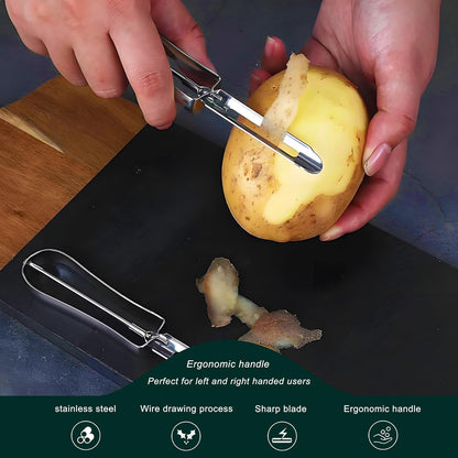 Potato Peelers for Kitchen, 2 Pcs, Just Like Mom's old steel Peeler | for Swivel,Metal,Original,Vegetable,Carrot,left and right handed