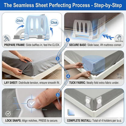 Bed Sheet Holders for Corners,Upgrade Fitted Sheet Holder Grippers | 4Pcs Bed Sheet Holders for Corners Heavy Duty Sheet Clips Fitted All Mattress Sizes, Lock Sheet Holders Keep Firm
