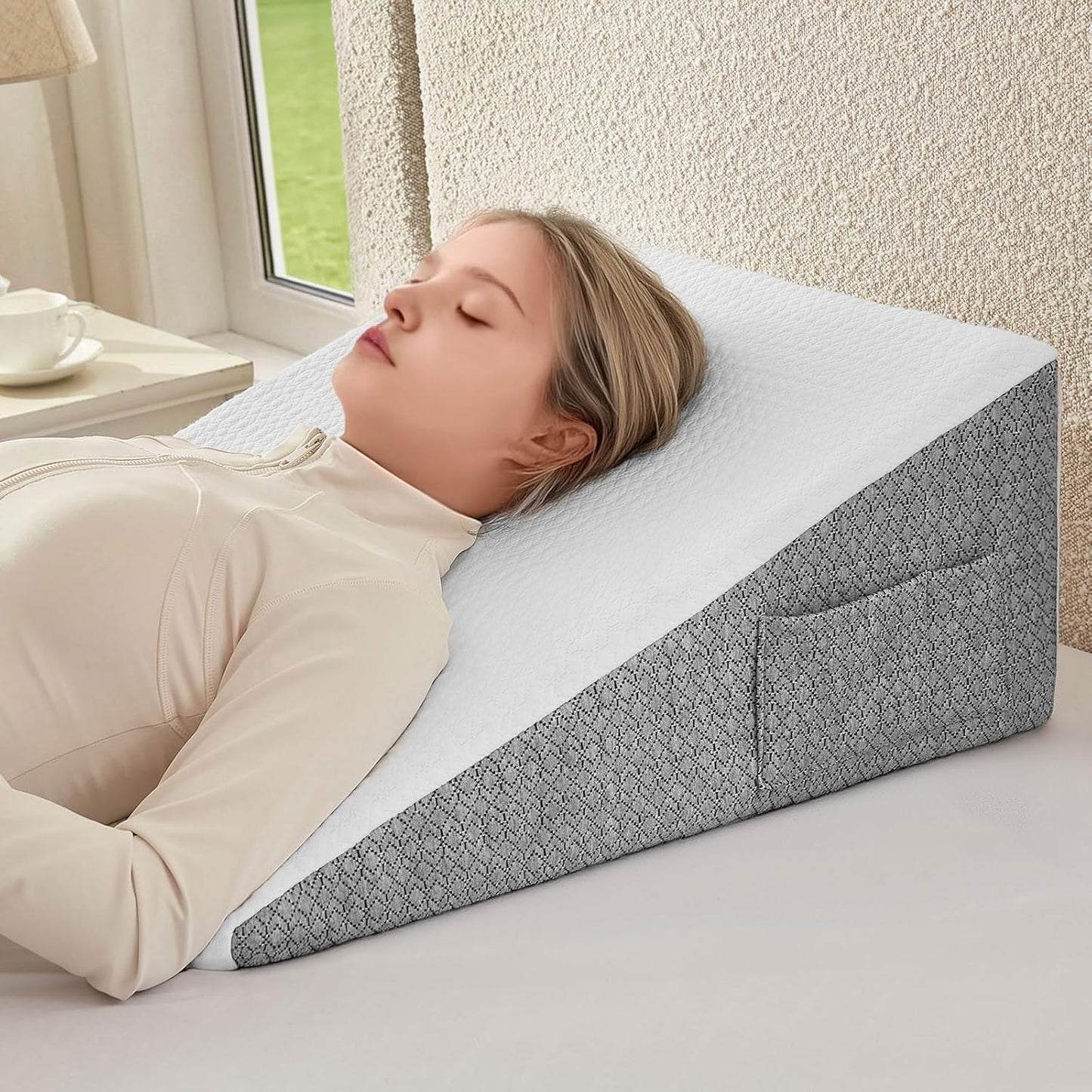 Nordjager Leg Elevation Pillow, 8 Inch Memory Foam Support Cushion | Elevate Legs With Ergonomic Wedge Support; Memory Foam Cushion Provides Pressure Relief With Soft Washable Cover.