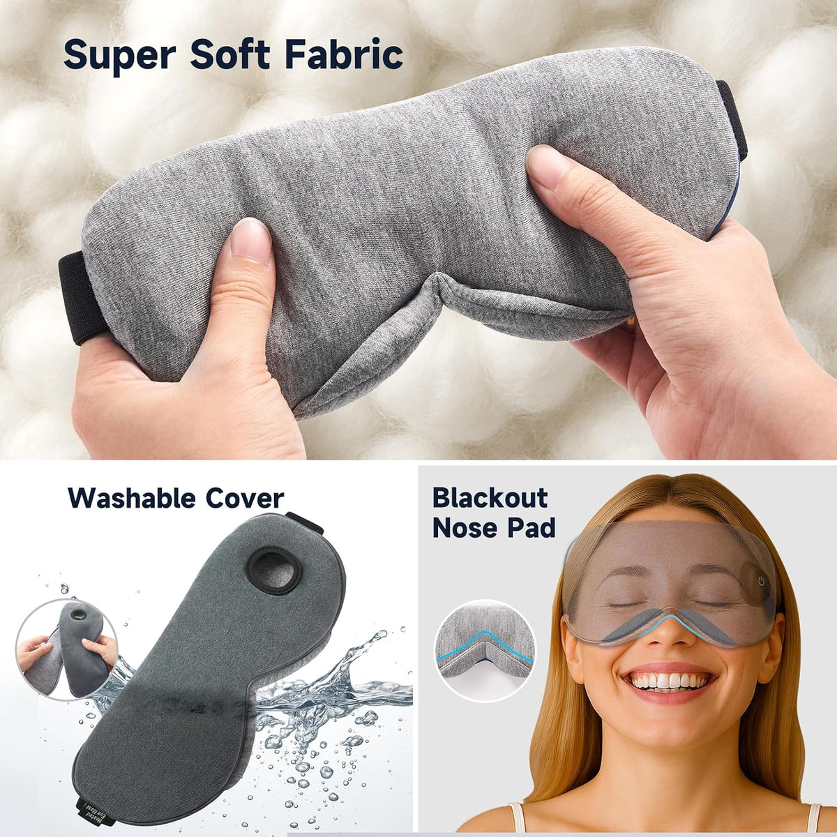 Ezona Heated Eye Mask, Cotton Cordless Warm Eye Compress Mask for Dry Eyes