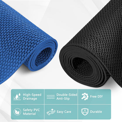 WochiTV Non Slip Drainage Mats PVC Pool Floor Mat 0.23'' Thick Outdoor Indoor Parking Space Mat for Bathroom Garage Basement Backyard Commercial Kitchen 3x16.6Ft