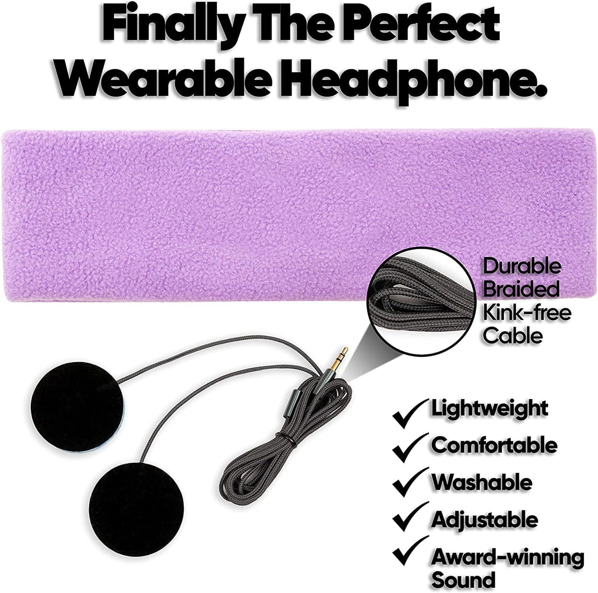 CozyPhones Fleece Sleep Headphones, Wired Over Ear, Black