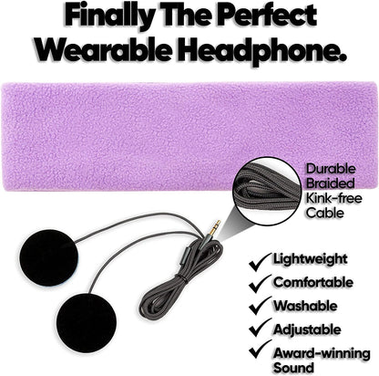 CozyPhones Fleece Sleep Headphones, Wired Over Ear, Black