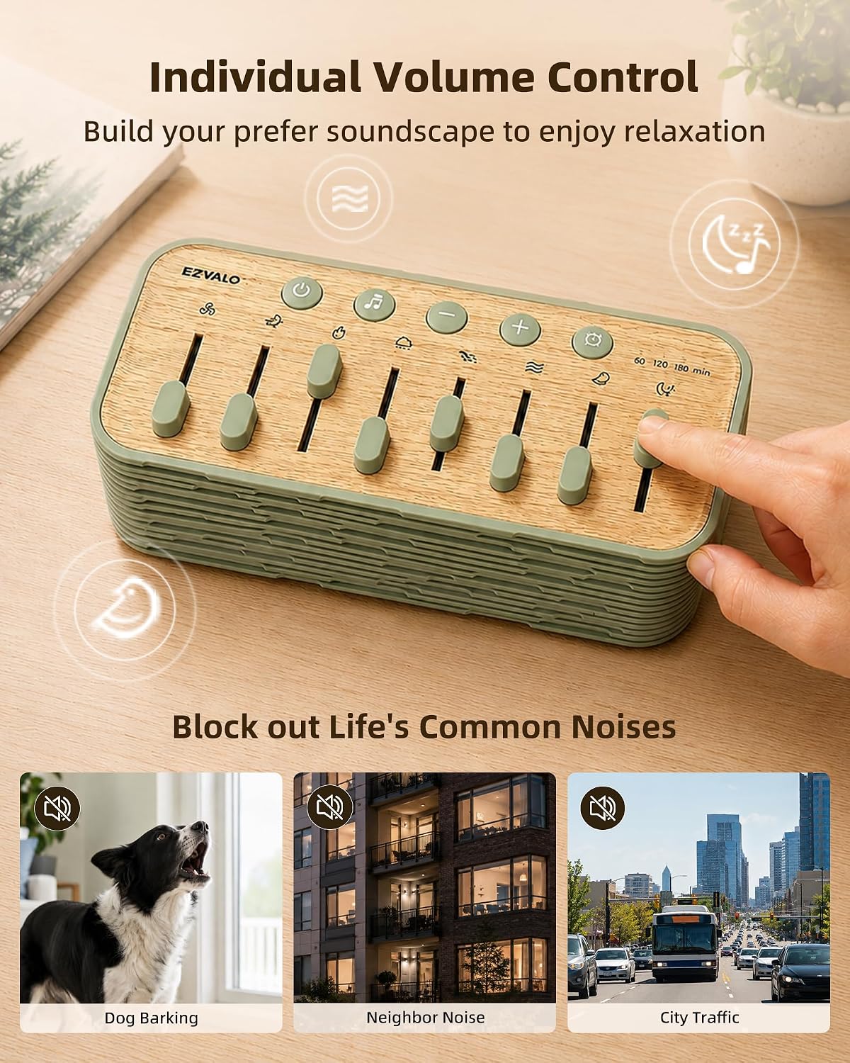 Sound Machine for Sleep, 255+ Natural White Noise Sound Combinations