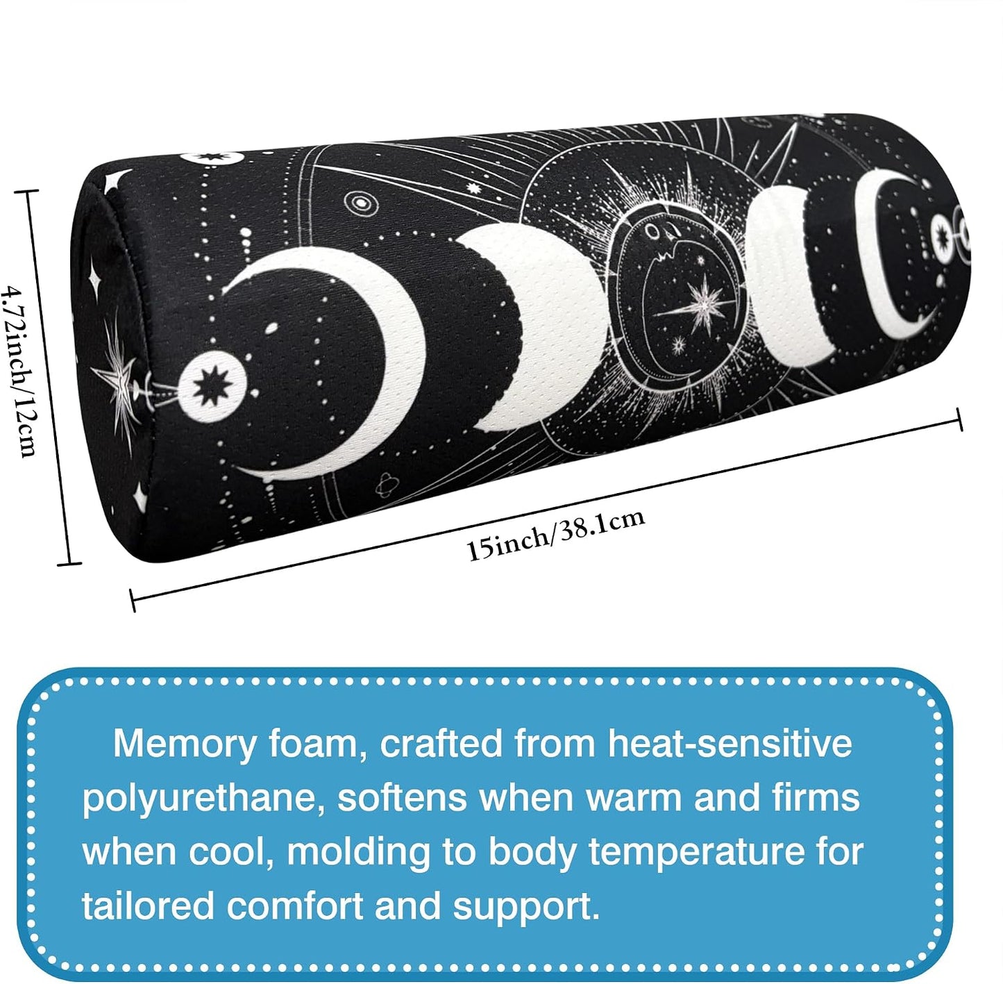 Neck Roll Pillow for Sleeping,Ergonomic Cylinder Tube Pillows for Cervical Spine and Neck Support,Versatile Roll Pillow for Bed,Office,and Travel,Memory Foam Bolster with Washable Cover