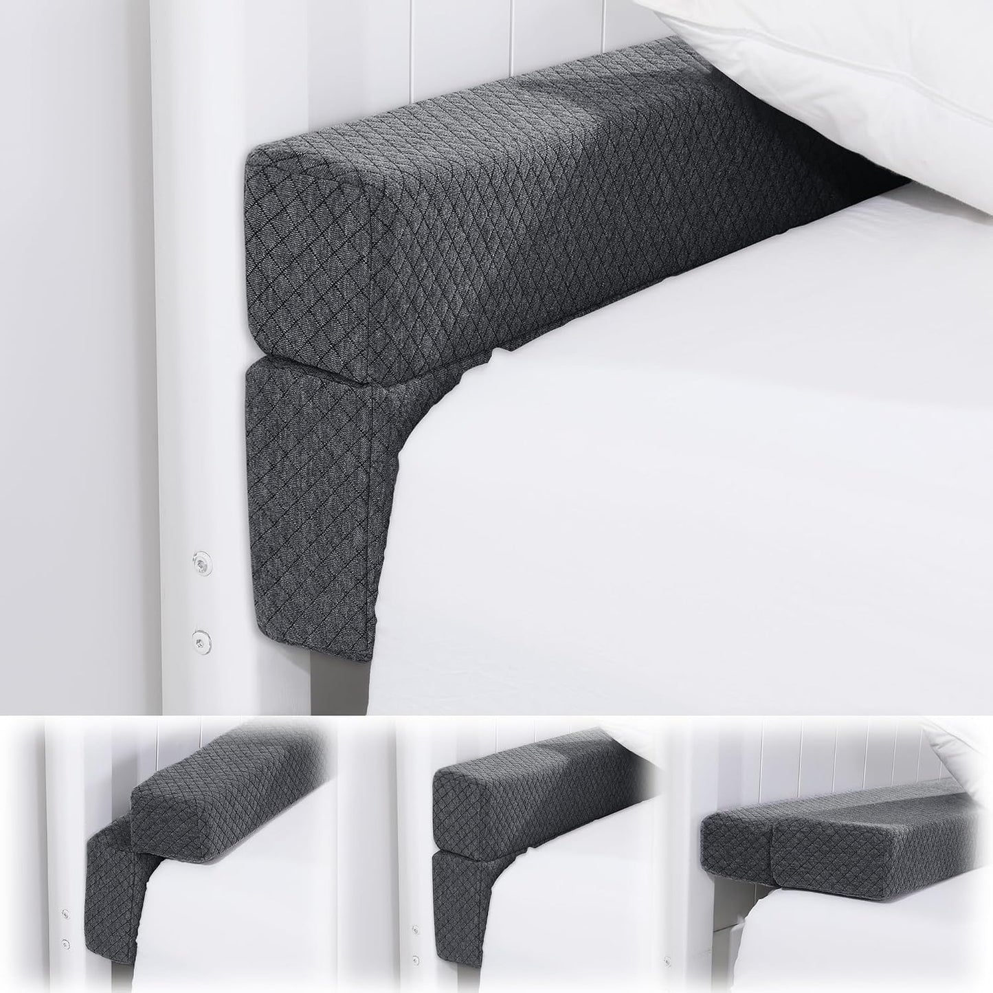 Flodable Pillow for Headboard Gap,Bed Gap Filler Queen Size,Adjustable Bed Wedge Pillow for Headboard,Rectangular Bed Gap Filler,Foam Mattress Gap Filler(Gray,Queen)