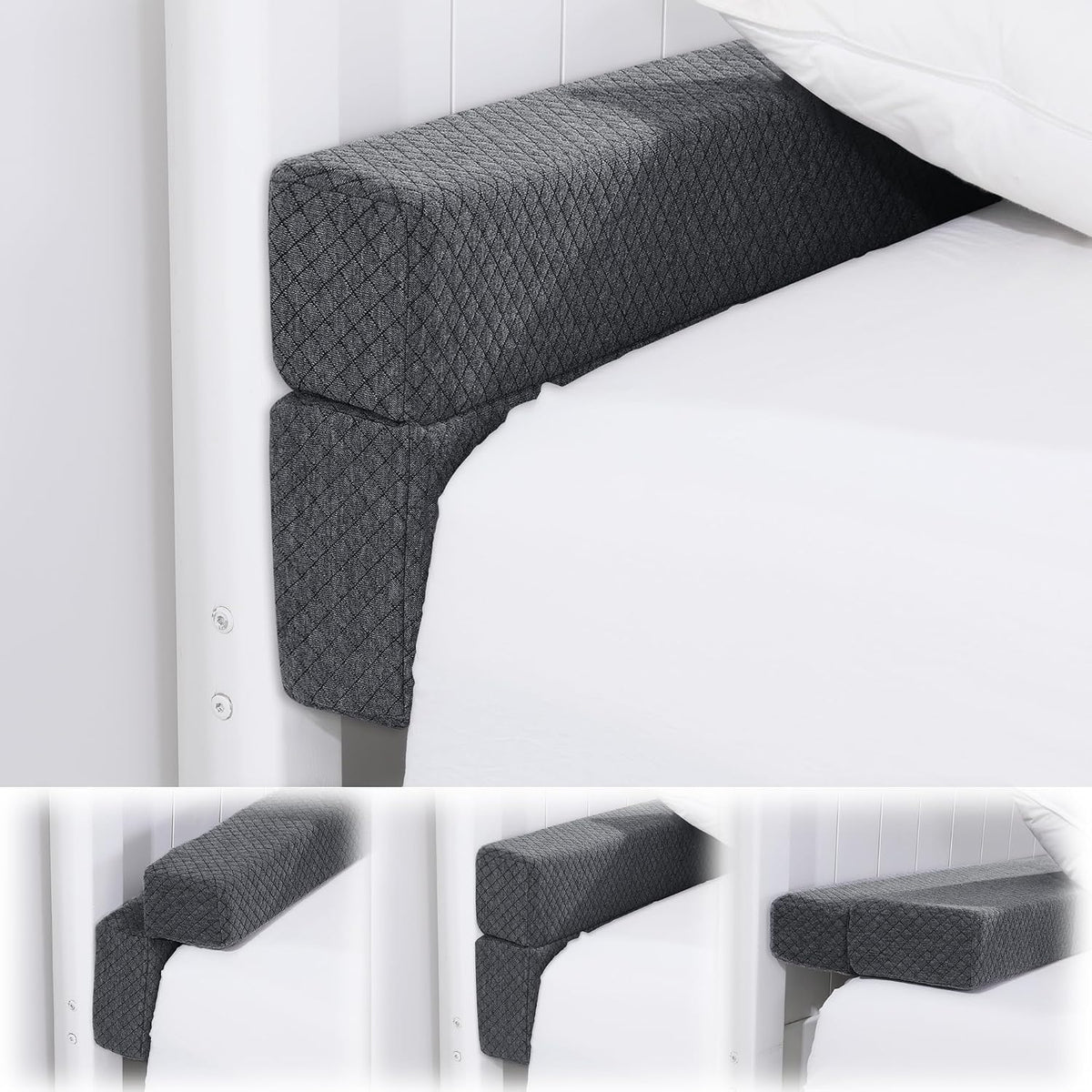 BALAPET Flodable Pillow for Headboard Gap,Bed Gap Filler Queen Size,Adjustable Bed Wedge Pillow for Headboard,Rectangular Bed Gap Filler,Foam Mattress Gap Filler(Gray,Queen)