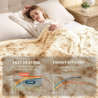 Homemate Heated Blanket Electric Heating Throw 50x60 Plush Faux Fur Sherpa