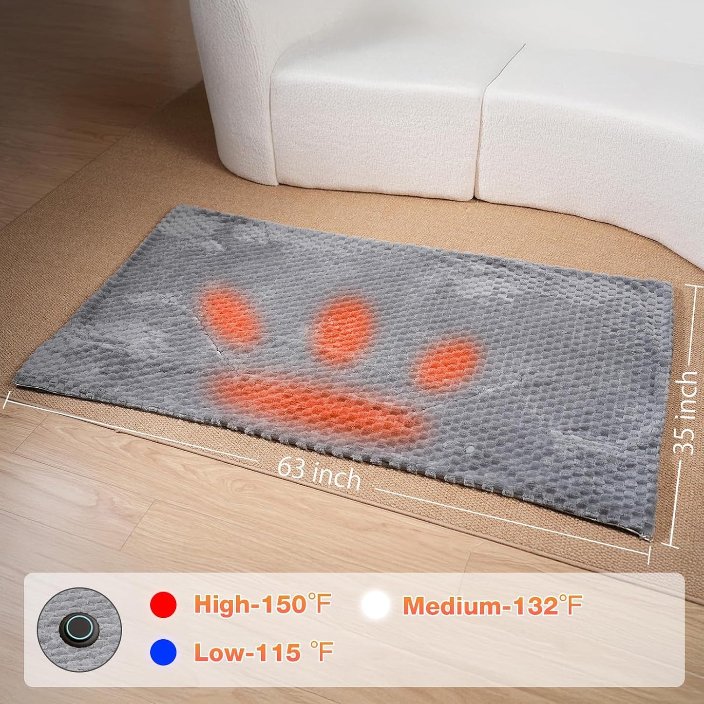 Cordless Battery Operated Heated Blanket, Wearable Heating Throw for Car,Camping,Office Warm Gift Machine Washable Super Cozy Soft Blanket with 10000 mAh Battery Pack 3 Heating Levels 63" X 35"