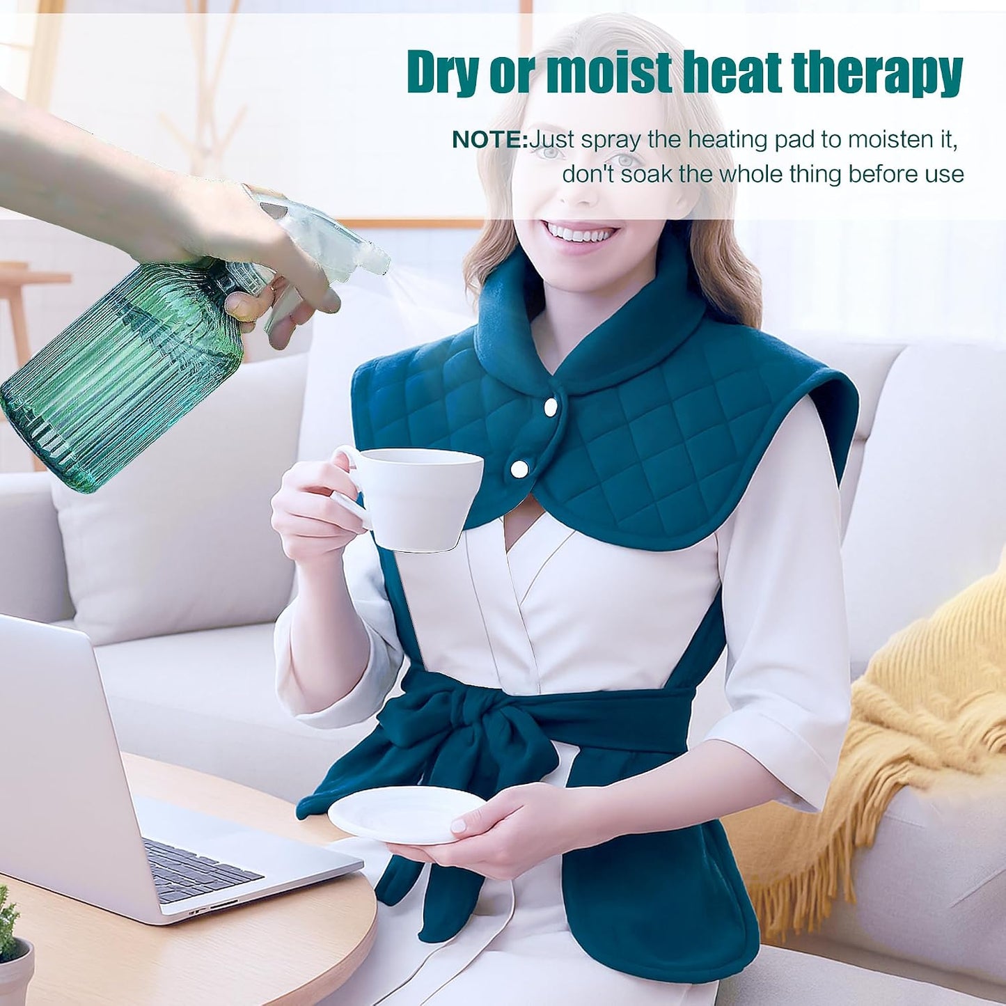 Weighted Heating Pad for Back Pain Relief,Holiday Gifts for Women Men Parents Wife,Heating Pad for Neck and Shoulders and Back,Machine Washable (Tibetan Blue)