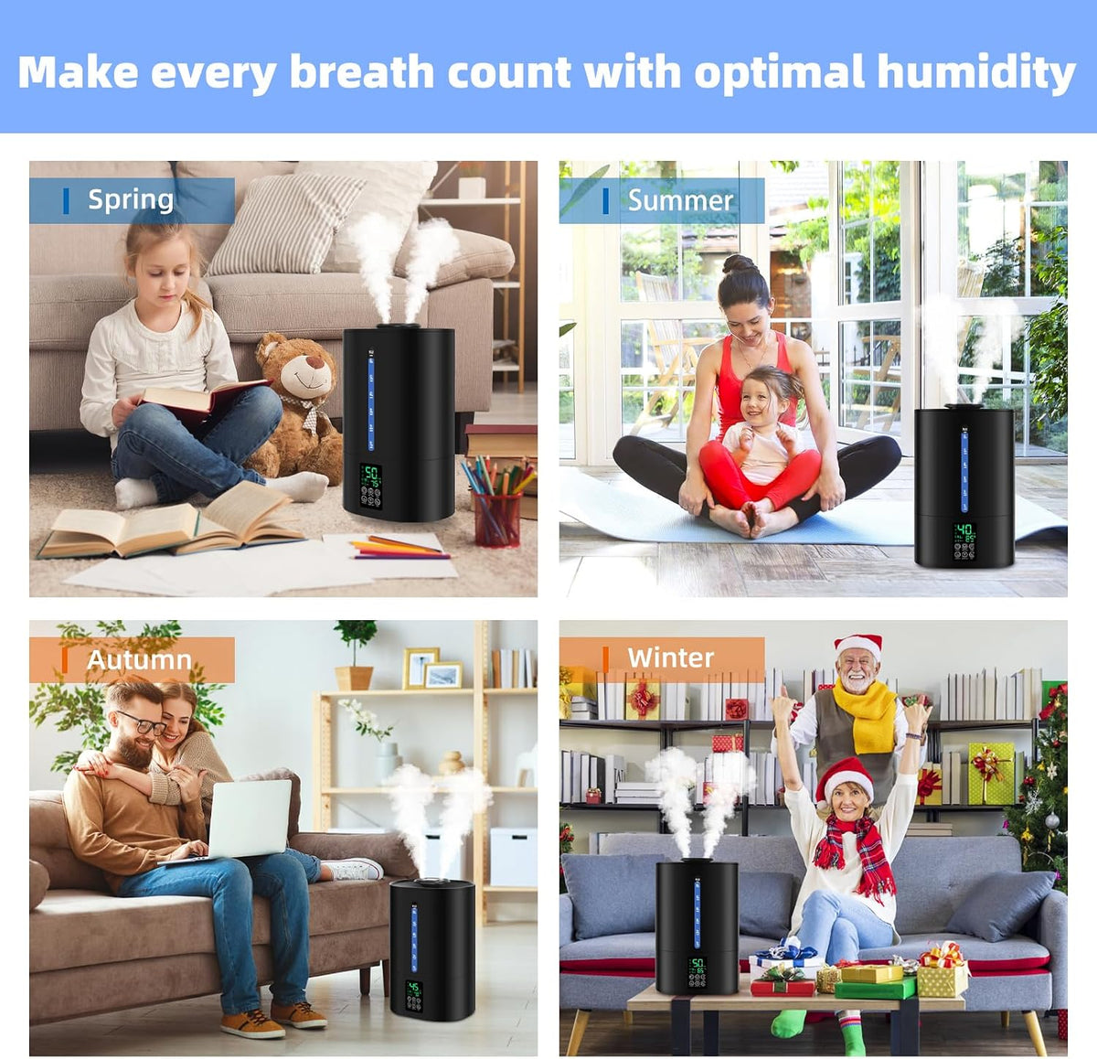 Coolfiqu 6L Warm & Cool Mist Humidifiers for Bedroom,Large Room,Plants