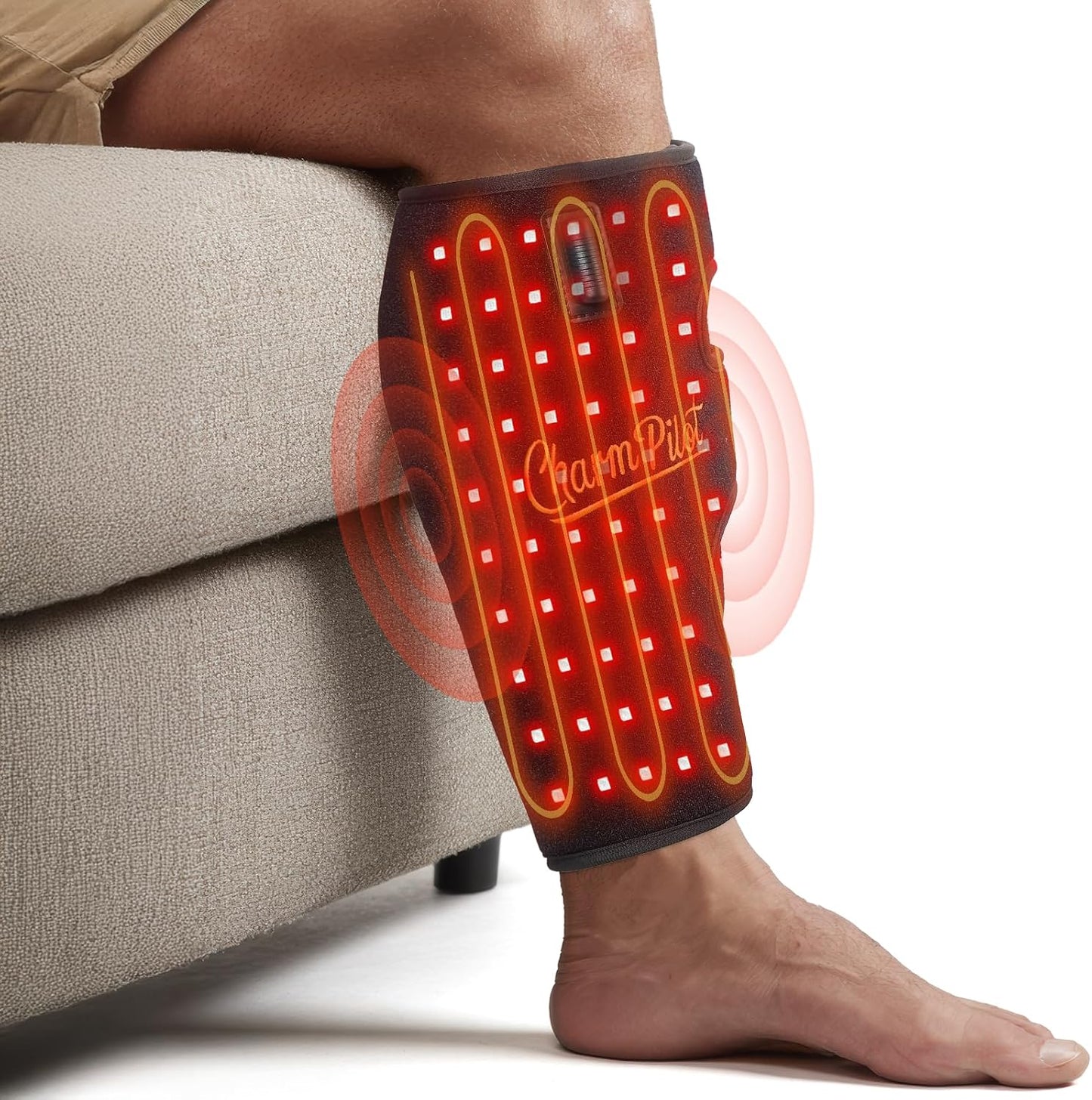 Red Light Therapy Pad for Calf, Vibrating Massage Heating for Leg | Infrared Light Therapy Wraps, Adjustable Power and Modes, Perfect for Office, Home, and Post-Workout Use(Black)