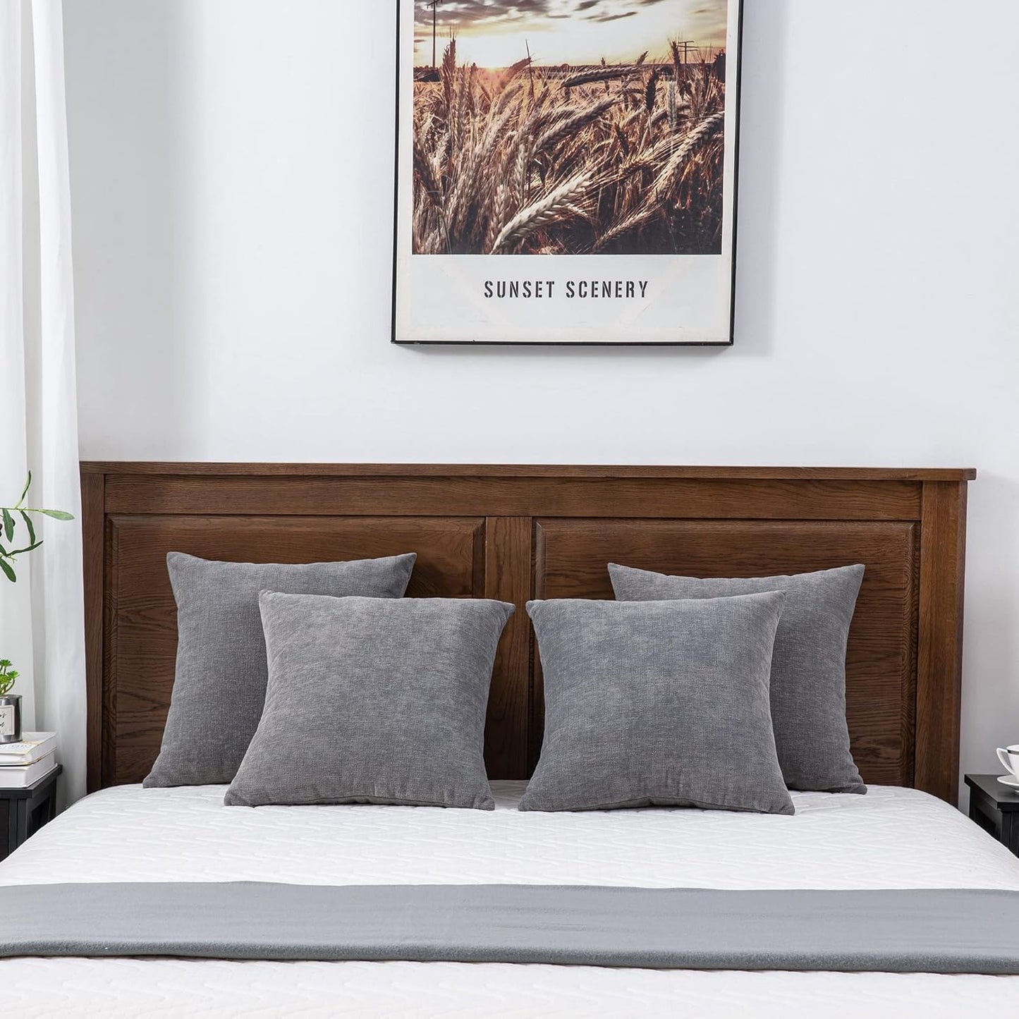 GAWAMAY Lumbar Support Pillow Decorative Rectangle Throw Pillow Covers 12"x20" Inch Set of 2, Soft Chenille Fall Pillowcase for Living Room Bedroom Sofa Couch Cushion Cover Grey 30x50cm (No Insert)