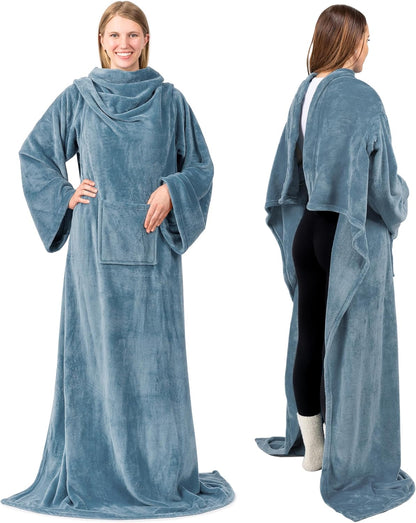 PAVILIA Wearable Blanket with Sleeves for Adult Women Men, Cozy Fleece Warm Wrap Throw with Arms, Gifts for Christmas, Wife