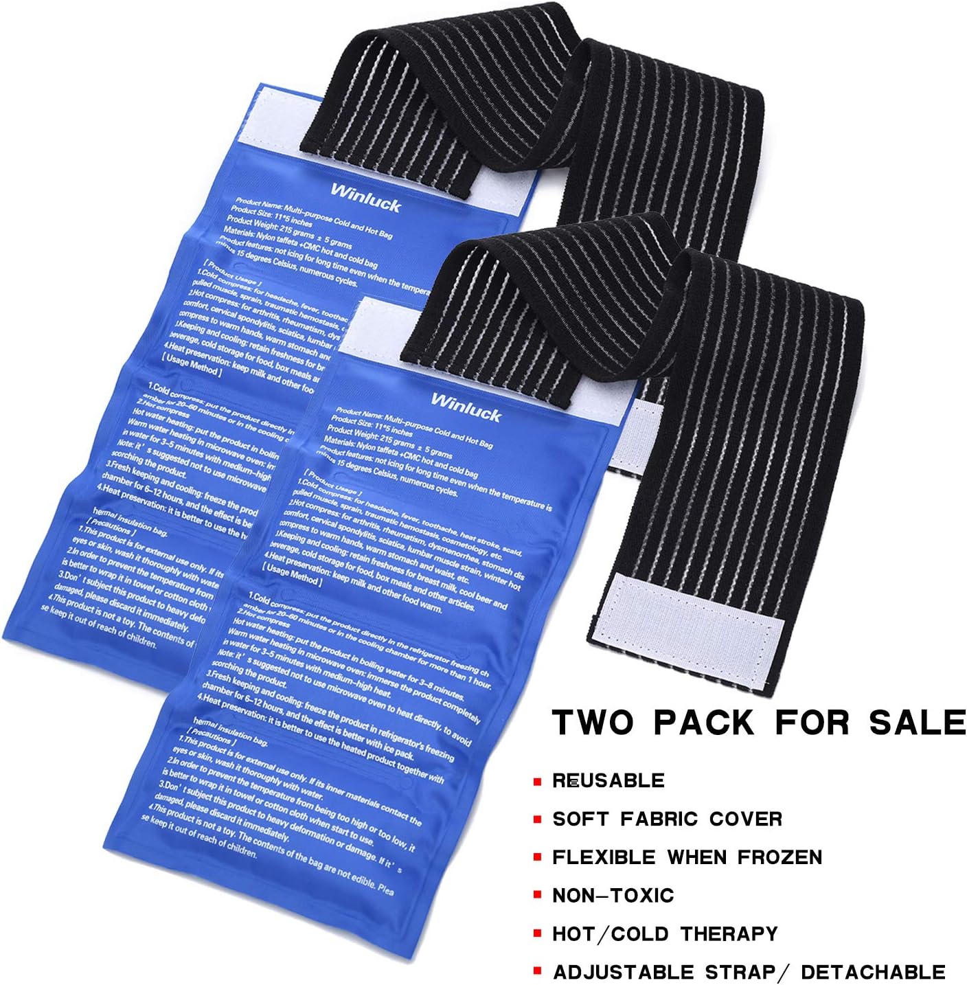 Gel Ice Cold Packs - (2-Piece Set) Soft Reusable Cold/Hot Compress, Provides Alleviate Joint and Muscle Pain. Flexible Therapy from Injuries - Shoulder, Back, Knee, Neck, Ankle & More.