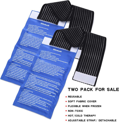 Gel Ice Cold Packs - (2-Piece Set) Soft Reusable Cold/Hot Compress, Provides Alleviate Joint and Muscle Pain. Flexible Therapy from Injuries - Shoulder, Back, Knee, Neck, Ankle & More.