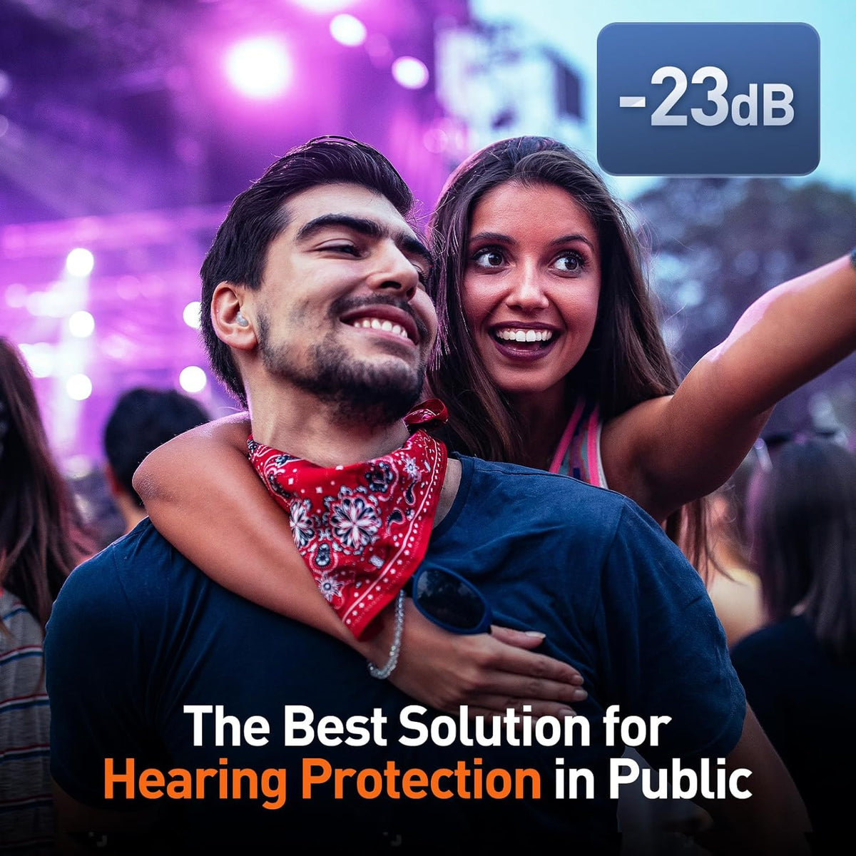 Reure High Fidelity Concert Ear Plugs, Noise Cancelling Silicone Ear Plugs 2 Pairs Great for Concerts Loud Music, Musicians, Motorcycles, Airplanes, Raves, Hearing Protection -23 dB