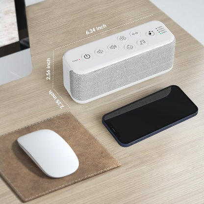 Raynic White Noise Machine, 42 Soothing Sounds Noise Machine, Rechargeable Battery Sound Machine with 8 Volumes, 5 Timers, Type-C Port, Headphone Jack for Baby, Adult, Home, Travel, Office