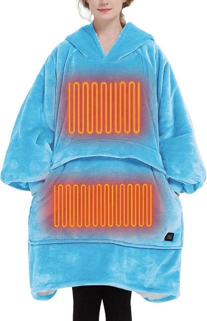 KFUBUO Wearable Heated Blanket Cordless Oversized Hoodie Sweatshirt