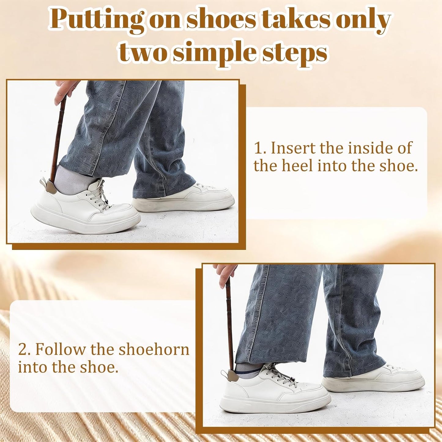 Premium Wooden Shoe Horn, 13" Shoe Horn Long Handle for Seniors Men Women Boot Horns Shoes Helper for Home or Travel Lazy Shoes Helper Spoons