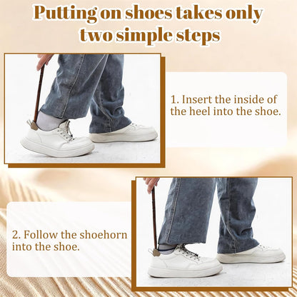 Premium Wooden Shoe Horn, 13" Shoe Horn Long Handle for Seniors Men Women Boot Horns Shoes Helper for Home or Travel Lazy Shoes Helper Spoons