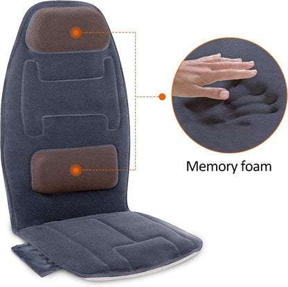 Snailax Massage Seat Cushion with Heat - Extra Memory Foam Support Pad in Neck and Lumbar,10 Vibration Massage Motors, 2 Heat Levels, Back Massager Chair Pad for Back | 【Gift for Men Women】10 Vibration Motors, 5 Massage Modes, Adjustable 3 Intensity,