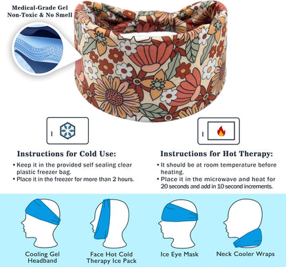 Crimmy Migraine Relief Cap, Headache Ice Pack Headband, Cold Face Eye Mask