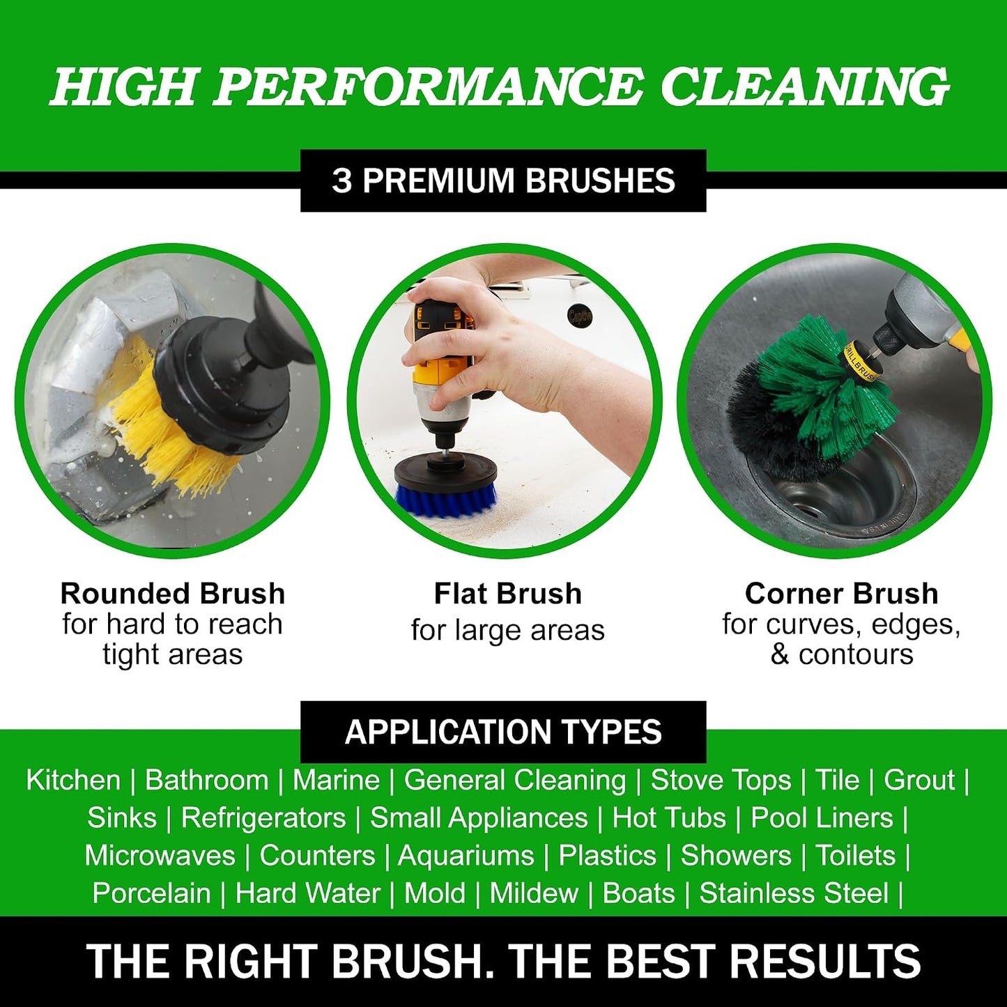Cordless Power Spin Scrubber Drill Attachment - Electric Dish Scrubber Spin | Medium Drill Brush Attachments for Cleaning Tile, Grout, Dishes, Pots, Pans, Air Fryers, Fish Tanks, Boat Seats & Boat Hulls