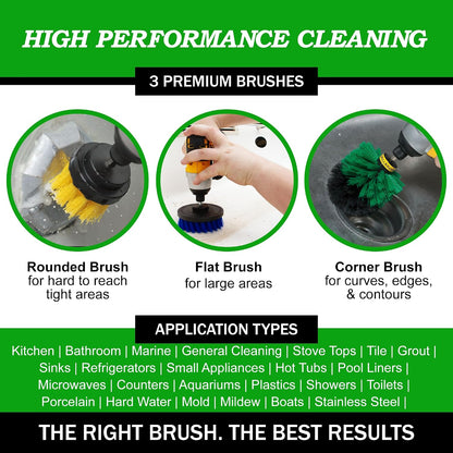 Cordless Power Spin Scrubber Drill Attachment - Electric Dish Scrubber Spin | Medium Drill Brush Attachments for Cleaning Tile, Grout, Dishes, Pots, Pans, Air Fryers, Fish Tanks, Boat Seats & Boat Hulls