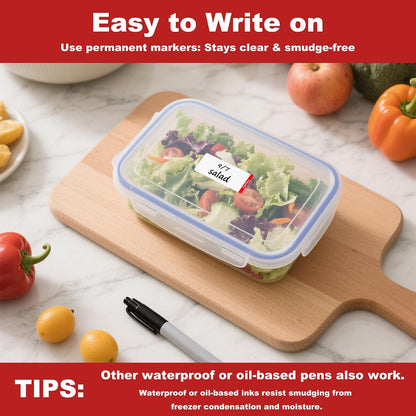 Removable Freezer Labels with Dispenser, 1" x 2", 1 Box (Blank) | Writable, remove no residue, waterproof & oilproof, easy peel-off design, 500 labels per box, for meal prep containers