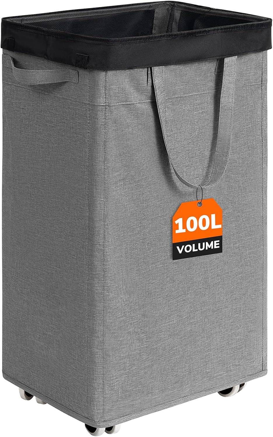 CHICVITA 75L Large Rolling Laundry Basket with Wheels & Wash Bag, Grey | Collapsible design saves space for corner dorms. Removable wash bag for easy laundry transport