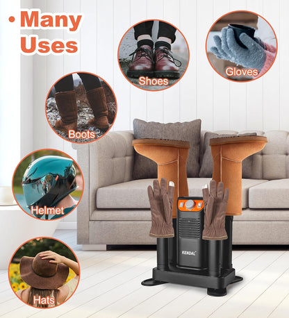 Boot Dryer for Work Boots, Shoe Dryer and Odor Eliminator, Portable Ski Boot Dryer with Adjustable Tubes & Timer, Ultra Silent, Quick Drying for Ski Boots, Sneakers, Gloves, Hats, Helmets