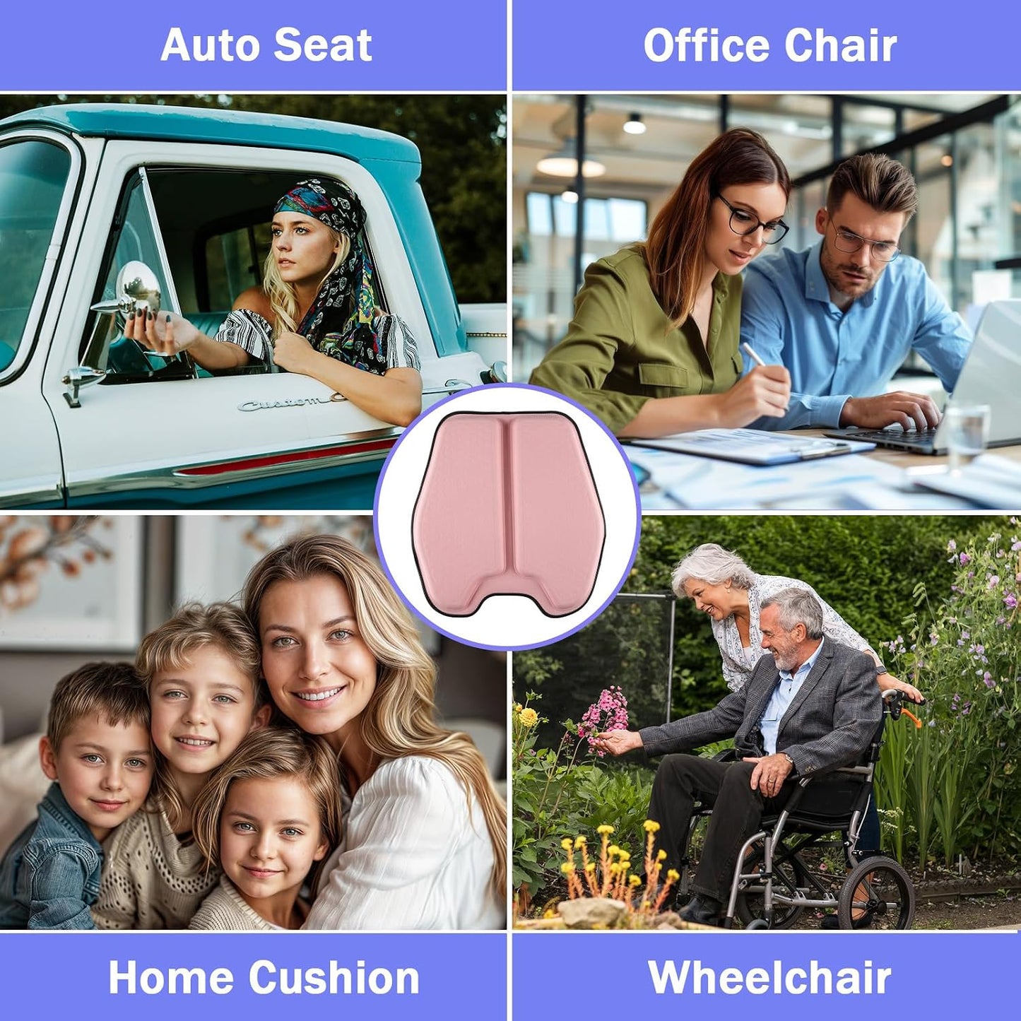 Soft Thin Gel Seat Cushion with 1 Inch Gel - Sciatica Relief | Black Non-Slip Pad for Car Seat Office Chair Wheelchair, Tailbone Pain Relief, Ideal for Long Drives or Sitting