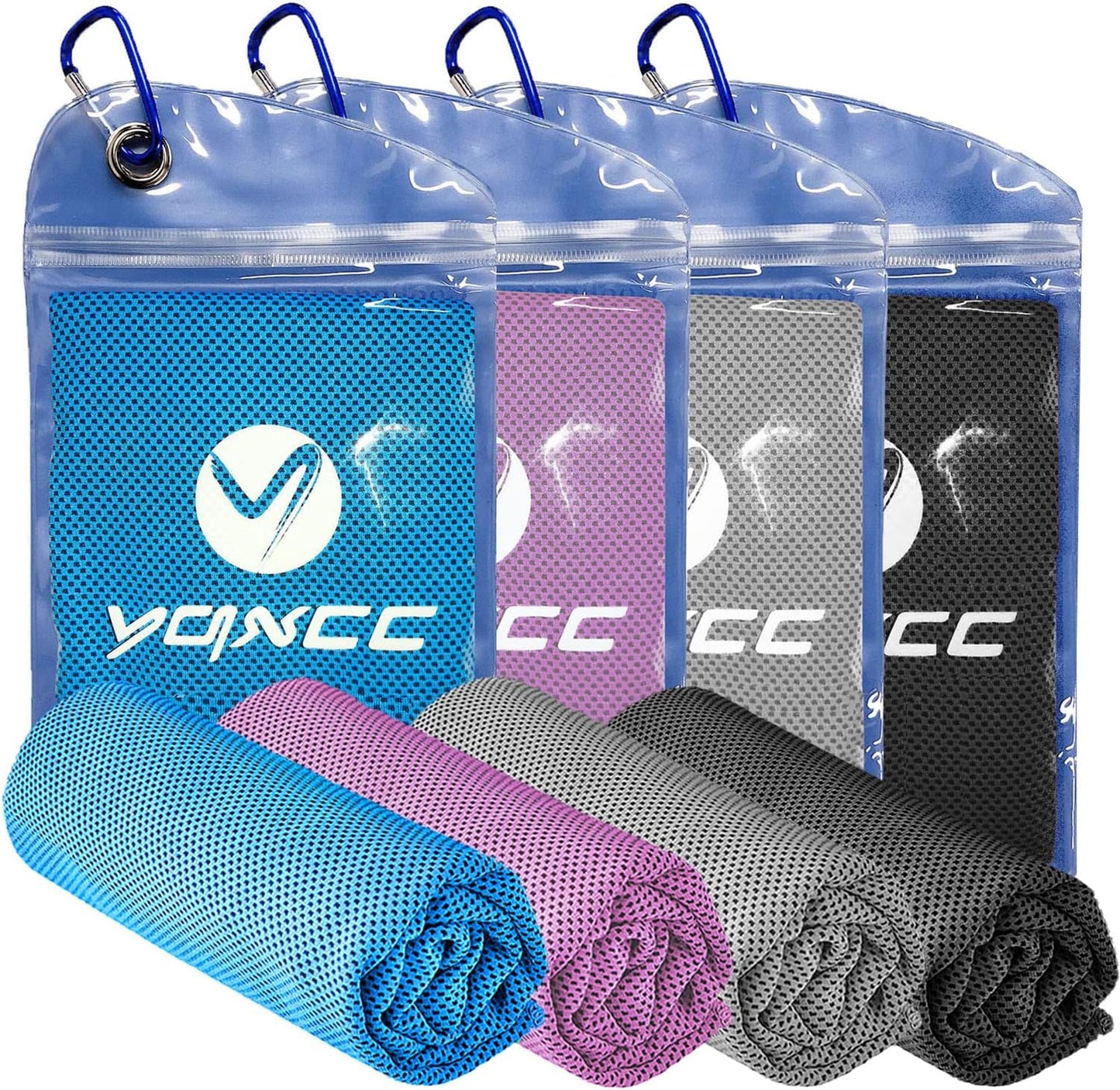 YQXCC 4 Pack Cooling Towels (47"x12"), Ice Cool Towels for Neck & Face | Soft Breathable Microfiber, Instant Cooling Neck Wraps, Ideal for Yoga, Golf, Gym, Running, Camping & Hot Weather