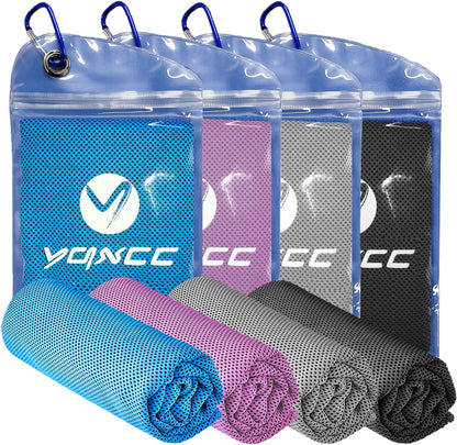 YQXCC 4 Pack Cooling Towels (47"x12"), Ice Cool Towels for Neck & Face | Soft Breathable Microfiber, Instant Cooling Neck Wraps, Ideal for Yoga, Golf, Gym, Running, Camping & Hot Weather