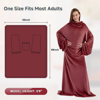 IFNOW Fleece Wearable Blanket with Sleeves, Oversized Snuggle Robe