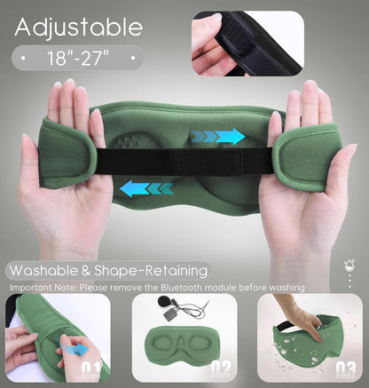 Sleep Mask with Headphones Bluetooth 5.4, TOPOINT 3D Eye Mask Blackout with Soft Bamboo Cotton for Side Sleepers Women Men, Sleep Headphones Earphones HD Speaker Microphone for Travel Meditation Gift