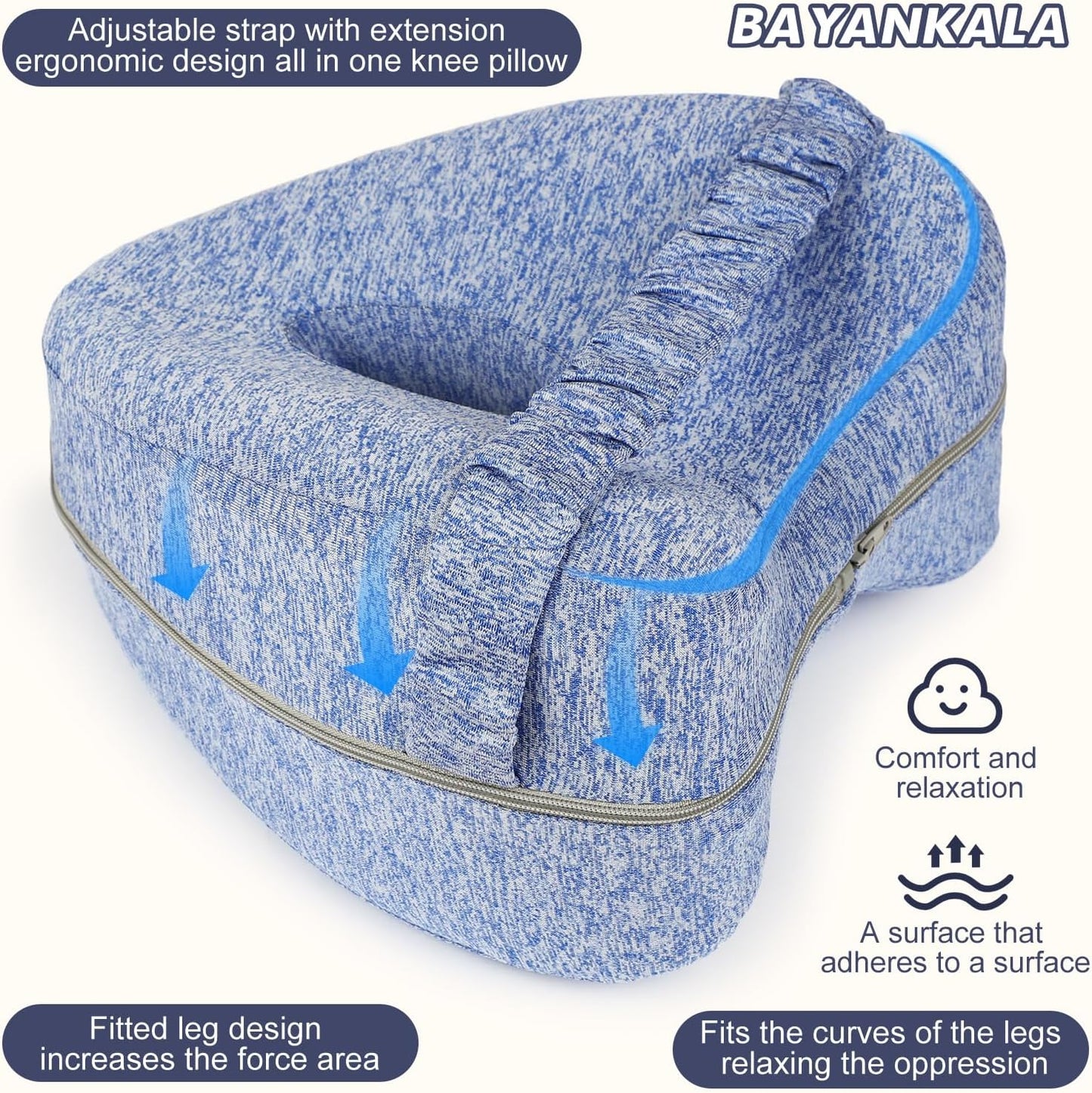 Revoget Alignment Pillow for Side Sleepers, Relieve Leg Pain & Sciatica 2026 New Knee Pillow for Side Sleepers, Hips Buttocks Back Sciatica Relief Pillow with Adjustable Strap (Star Blue)