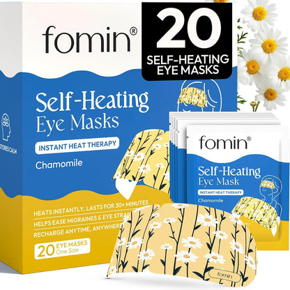 Fomin Steam Eye Mask - 20 Pack - Variety Pack - Self Heating Warm Compress for Dry Eyes, Puffy Eyes & Dark Circles, Disposable Sleep Mask for Home, Spa, Travel Essentials & Relaxation Gifts for Women