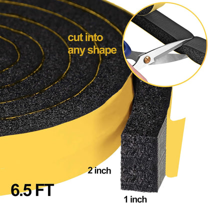 High Density Foam Tape Air Conditioner Window Seal, 1x1 Inch Thick Foam Stripe with Adhesive for Window AC Insulation, Weather Stripping for Doors and Windows Insulation, AC Foam Tape, White