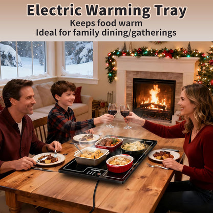 Warming Mat for Food,Extra Long 40"x12",Tempered Glass Warming Tray, Black
