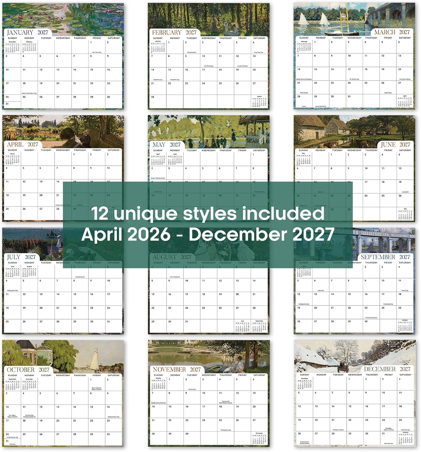 2026-2027 Magnetic Calendar for Refrigerator, Apr 2026-Dec 2027 | 21-Month Fridge Calendar 2026-2027 for Home Planning, Scheduling and Easy Organization, Greenery