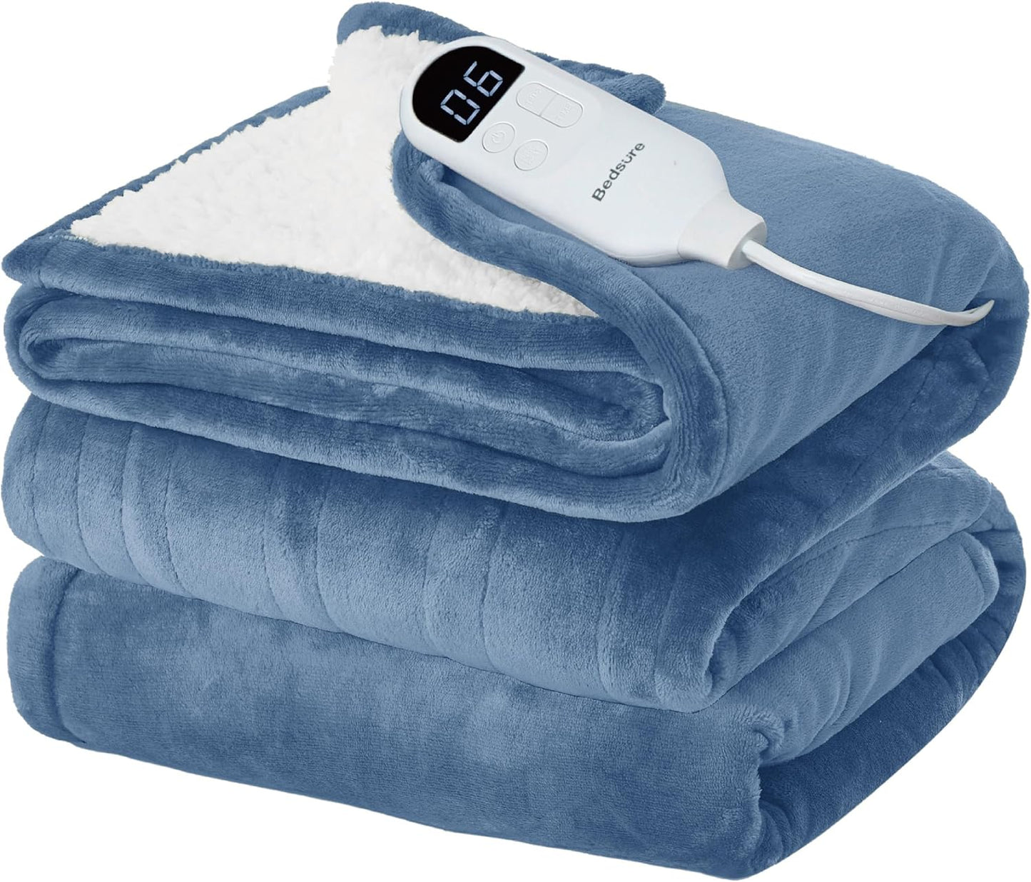 Bedsure Heated Blanket Throw Blanket with Preheat Function - Fast Heating Electric Blanket, Soft Flannel Throw with 6 Time Settings(Up to 10H), 6 Heating Settings, Gifts for Grandma (50"x60", Grey)